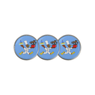 Popcorn Anime Chef Ducky Kazoo Blue Cartoon  Golf Ball Marker