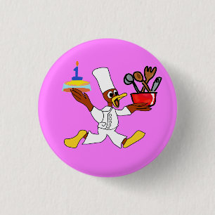 Popcorn Anime Chef Ducky Kazoo Pink Button