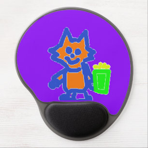 Popcorn Anime Cute Kitten on Purple Mousepad