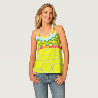 Popcorn Anime Festive Festival Yellow Circles Tank Top