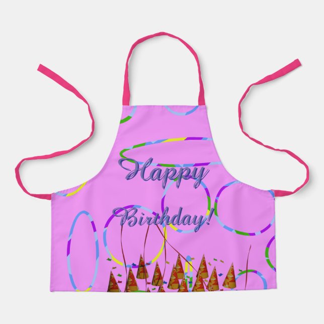 Popcorn Anime Festive Happy Birthday Apron (Front)