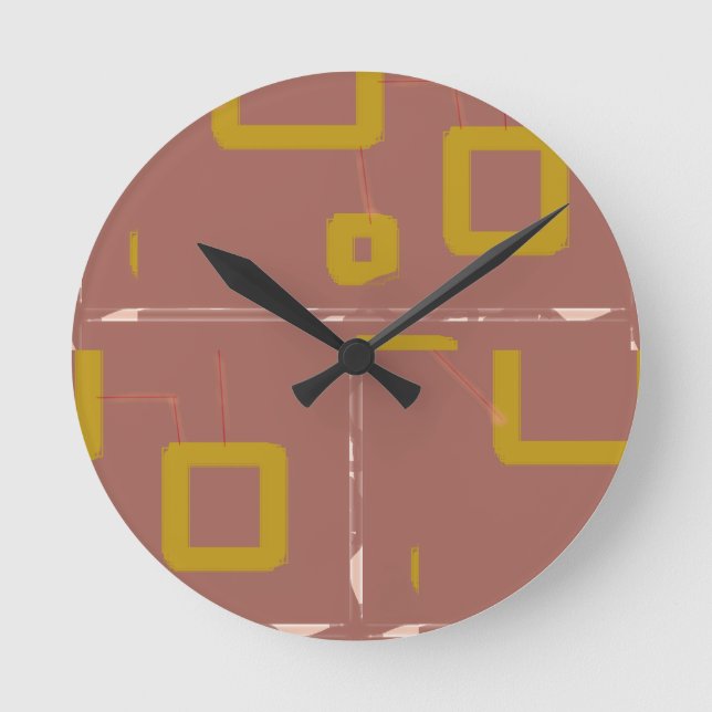 Popcorn Anime Floating Squares Rustic Wall Clock (Front)