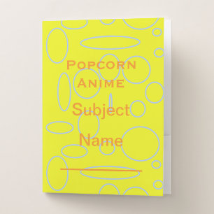 Popcorn Anime Fun Yellow Loops Pocket Folder