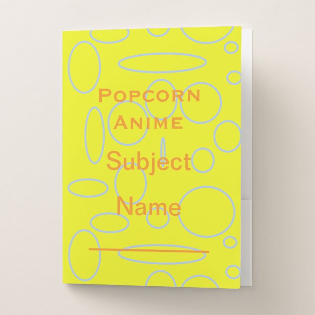 Popcorn Anime Fun Yellow Loops Pocket Folder (Front)