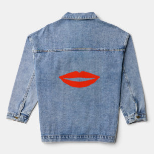 Popcorn Anime Funny Red Lips Denim Jacket