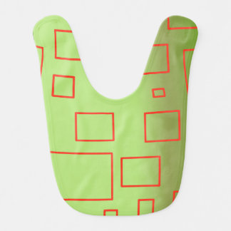 Popcorn Anime Green Red Rectangles Baby Bib