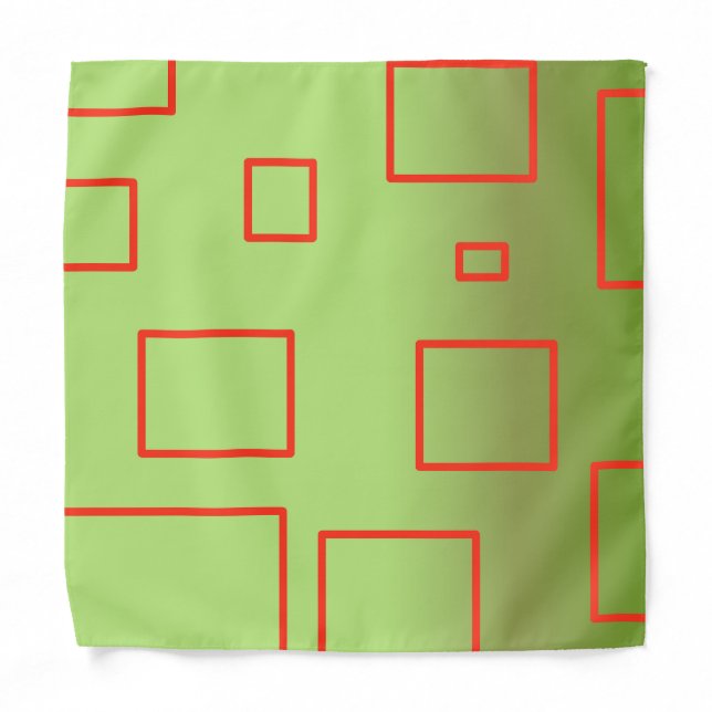 Popcorn Anime Green Red Rectangles  Bandana (Front)
