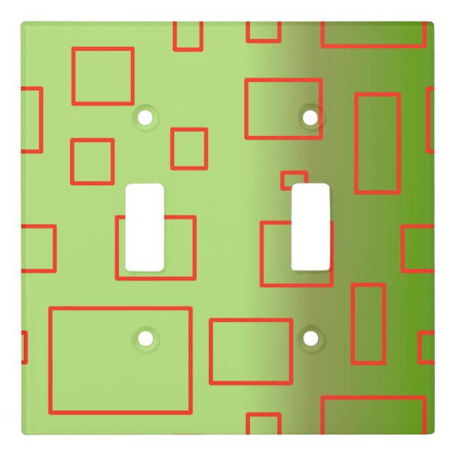 Popcorn Anime Green Red Rectangles  Light Switch Cover (Front)