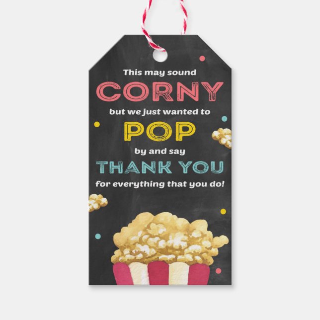 Popcorn Appreciation Thank you Gift Tags (Front)