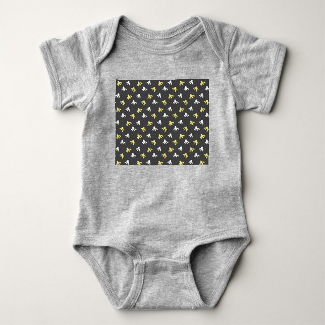 Popcorn Baby Bodysuit (Dark Gray & Butter Yellow) (Front)