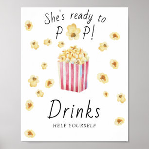 Popcorn baby shower - DRINKS Poster