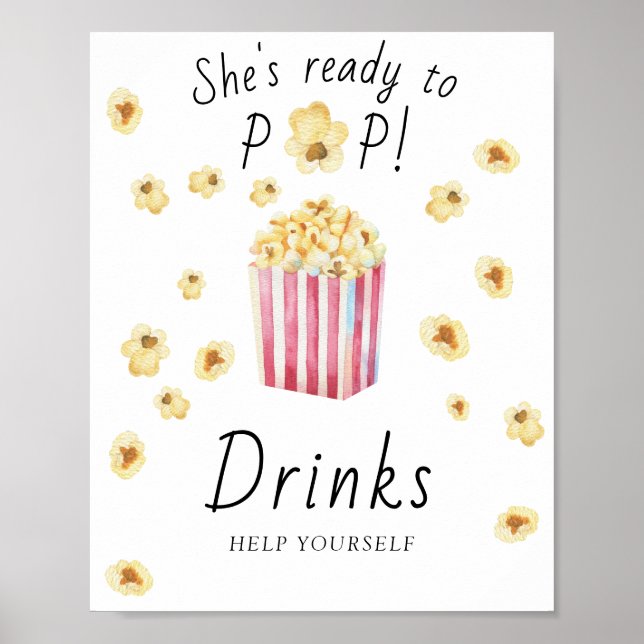 Popcorn baby shower - DRINKS  Poster (Front)