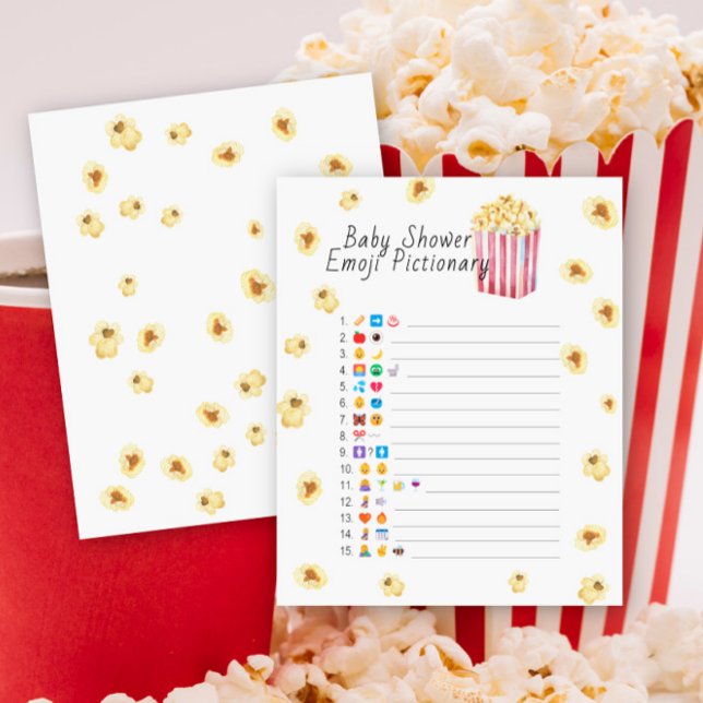 Popcorn baby shower emoji Pictionary game (Creator Uploaded)
