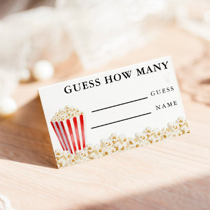 Popcorn Baby Shower Guess How Many Game Enclosure Card