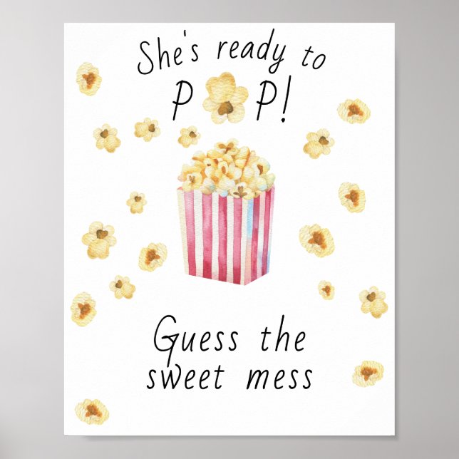 Popcorn baby shower - Guess the sweet mess Poster (Front)