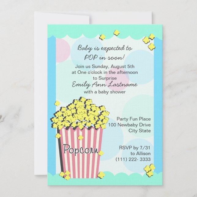 Popcorn Baby Shower Invitation (Front)