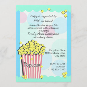 Popcorn Baby Shower Invitation