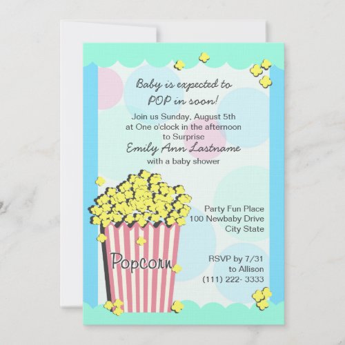 Popcorn Baby Shower Invitation