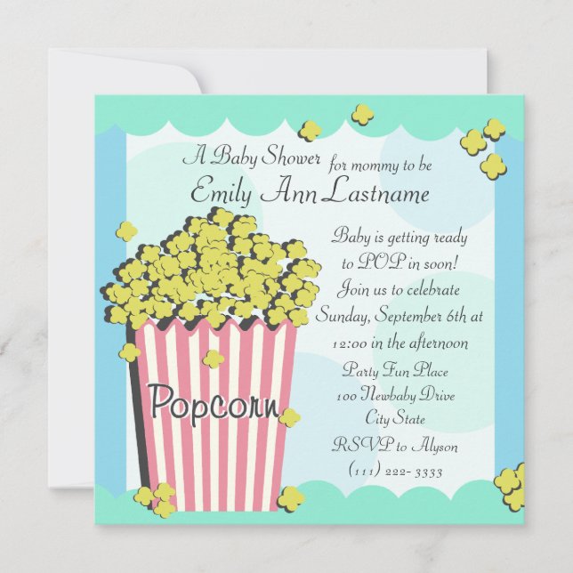 Popcorn Baby Shower Invitation (Front)