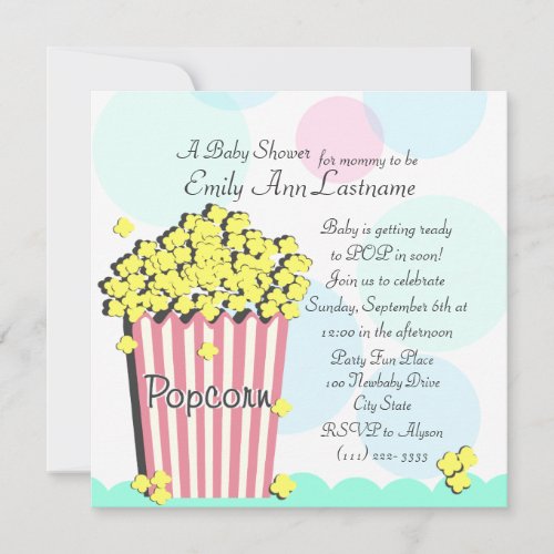 Popcorn Baby Shower Invitation