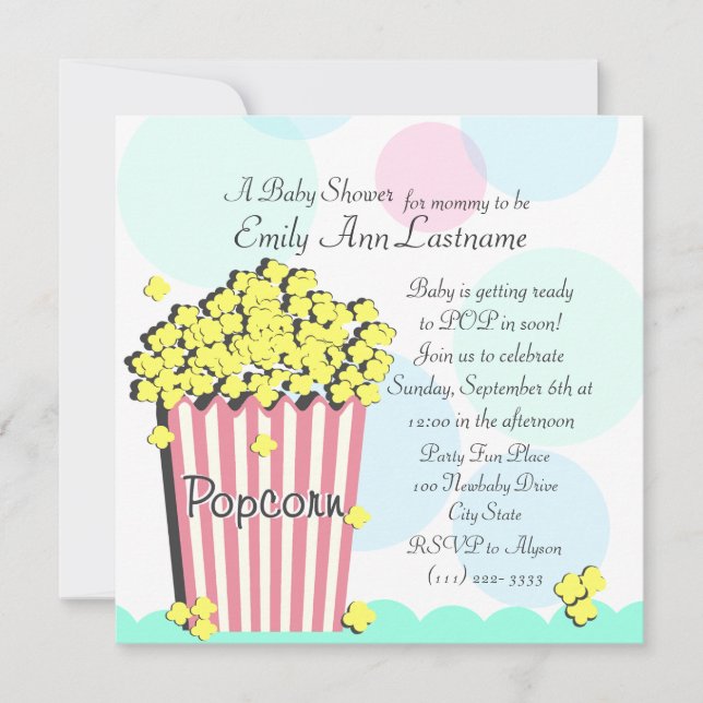 Popcorn Baby Shower Invitation (Front)
