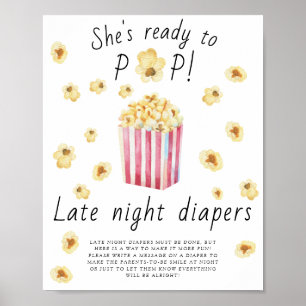 Popcorn baby shower - Late night diapers game Poster