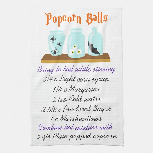 Popcorn Balls Recipe Kitchen Towel (Vertical)