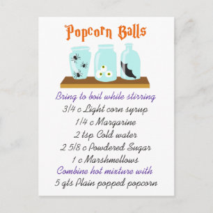 Popcorn Balls Recipe Postcard