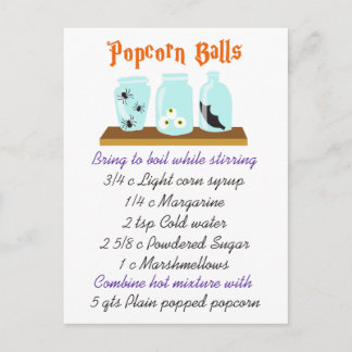 Popcorn Balls Recipe Postcard