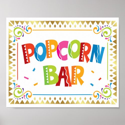 POPCORN BAR Fiesta Party Sign Print