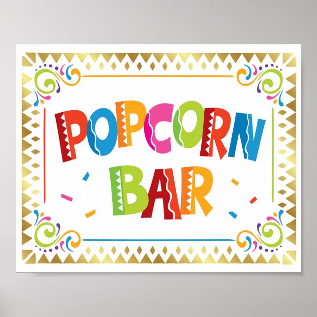 POPCORN BAR Fiesta Party Sign Print (Front)
