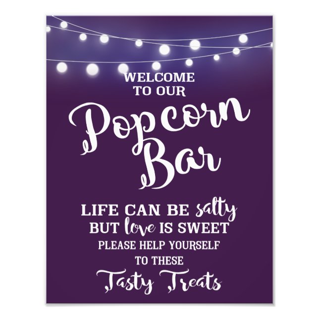 POPCORN BAR party or wedding sign (Front)