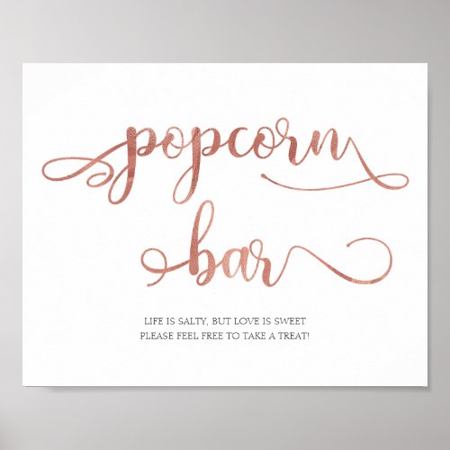 Popcorn Bar  Rose Gold White Popular Wedding Sign