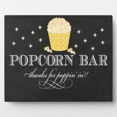 Popcorn Bar Sign Table Easel Plaque