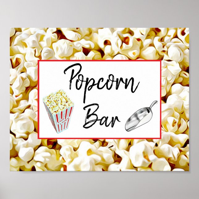 Popcorn Bar Wedding or Baby Shower Sign Poster (Front)