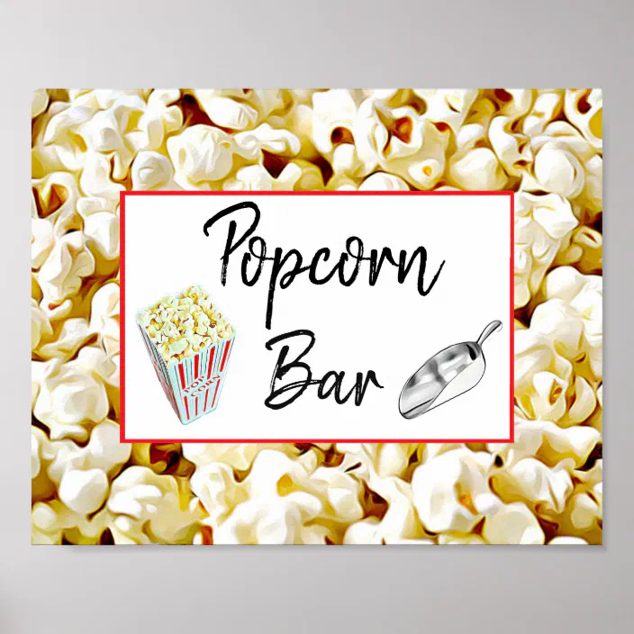 Popcorn Bar Wedding Or Baby Shower Sign Poster Zazzle Com