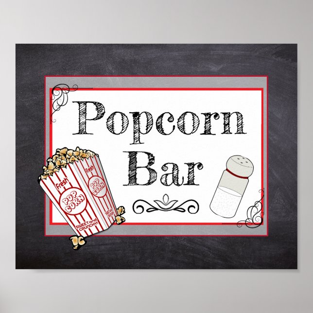 Popcorn Bar Wedding or Baby Shower Sign Poster (Front)
