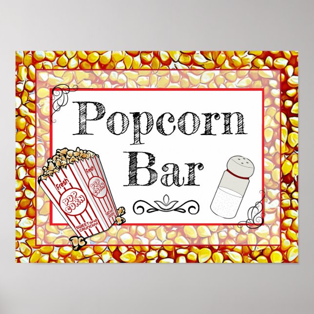 Popcorn Bar Wedding or Baby Shower Sign Poster (Front)