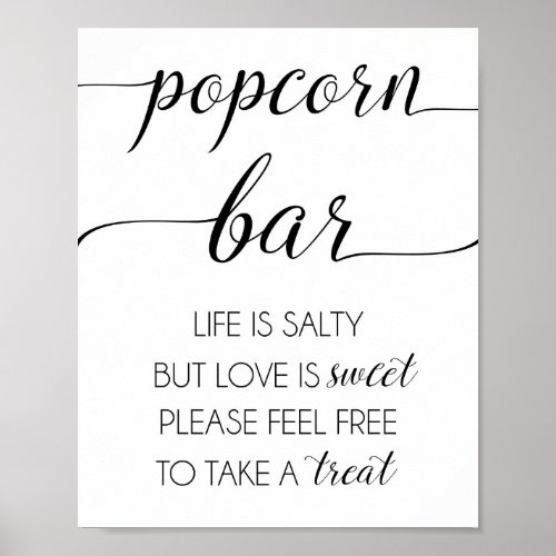 Popcorn Bar Wedding or Party Sign