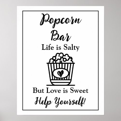 Popcorn Bar  Wedding Sign