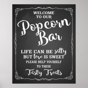 Popcorn Bar wedding sign elegant chalkboard