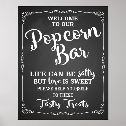 Popcorn Bar wedding sign elegant chalkboard