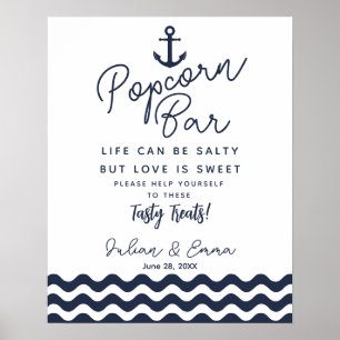 Popcorn Bar wedding sign elegant navy blue