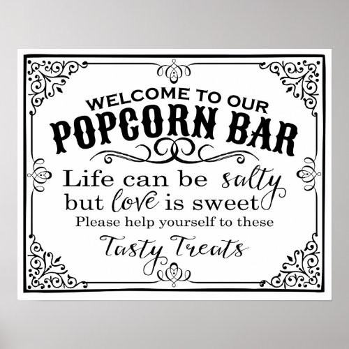 popcorn bar wedding sign elegant vintage
