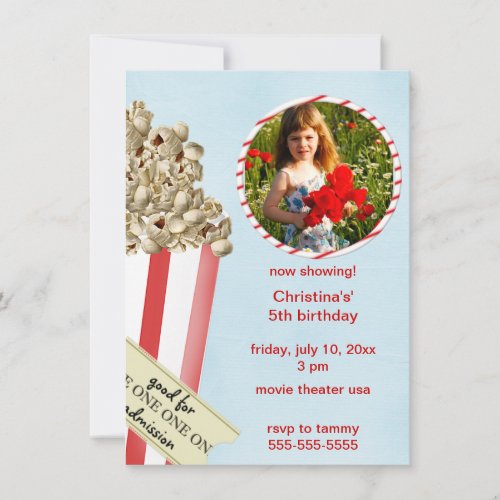 Popcorn Birthday Party Invitation