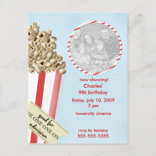 Popcorn Birthday Party Invitation Postcard