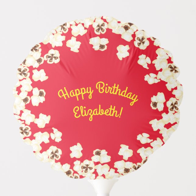 Popcorn Birthday Party Movie Theater Balloon (Front)