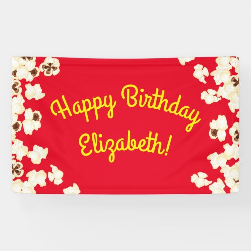 Popcorn Birthday Party Movie Theater Banner