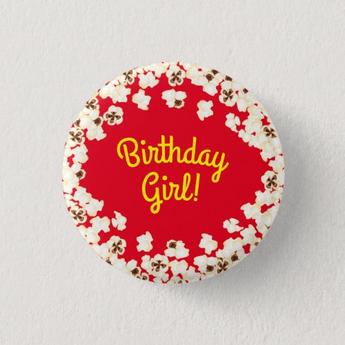 Popcorn Birthday Party Movie Theater Button