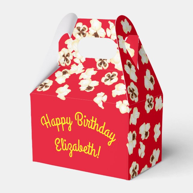 Popcorn Birthday Party Movie Theater Favor Boxes (Back Side)